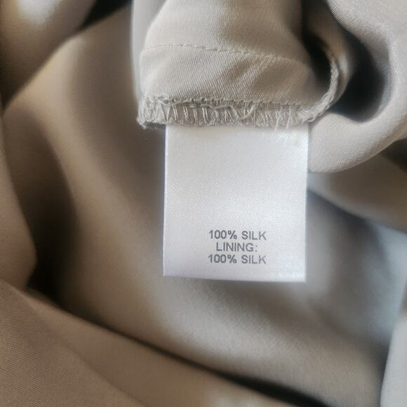 Michelle Mason Silk One Shoulder Dress Size 10 Gray NWT Midi Draped - Picture 12 of 13